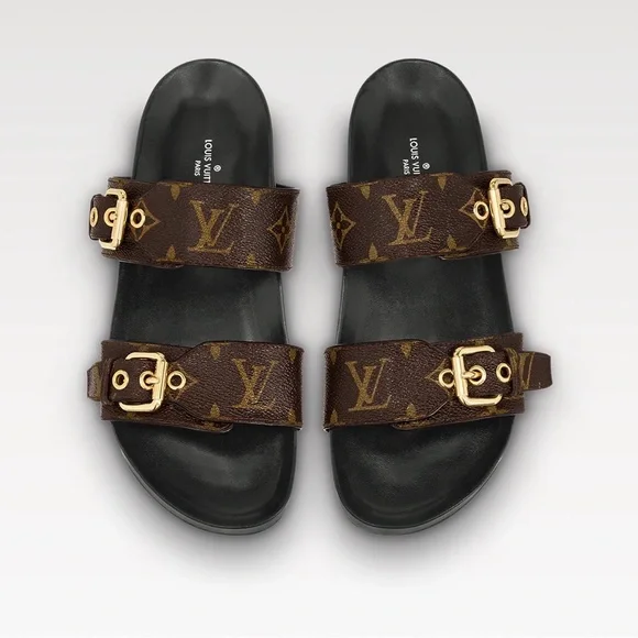Louis Vuitton Dark Brown Monogram Slides - Picture 5 of 8